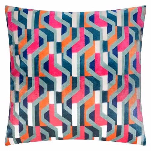 Riva Home Metro Prism Multicolour Velvet Jacquard Decorative Square Cushion, W/D/H: 45 x 45 x 45 cm