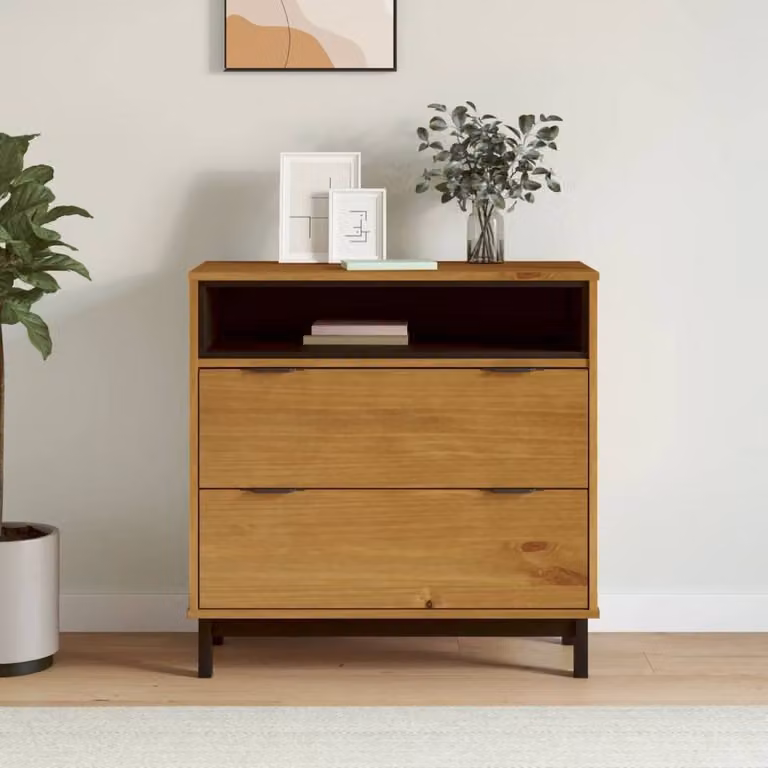 Berkfield Home FLAM Drawer Cabinet in Brown Solid Pine Wood, W/D/H: 80 x 40 x 80 cm
