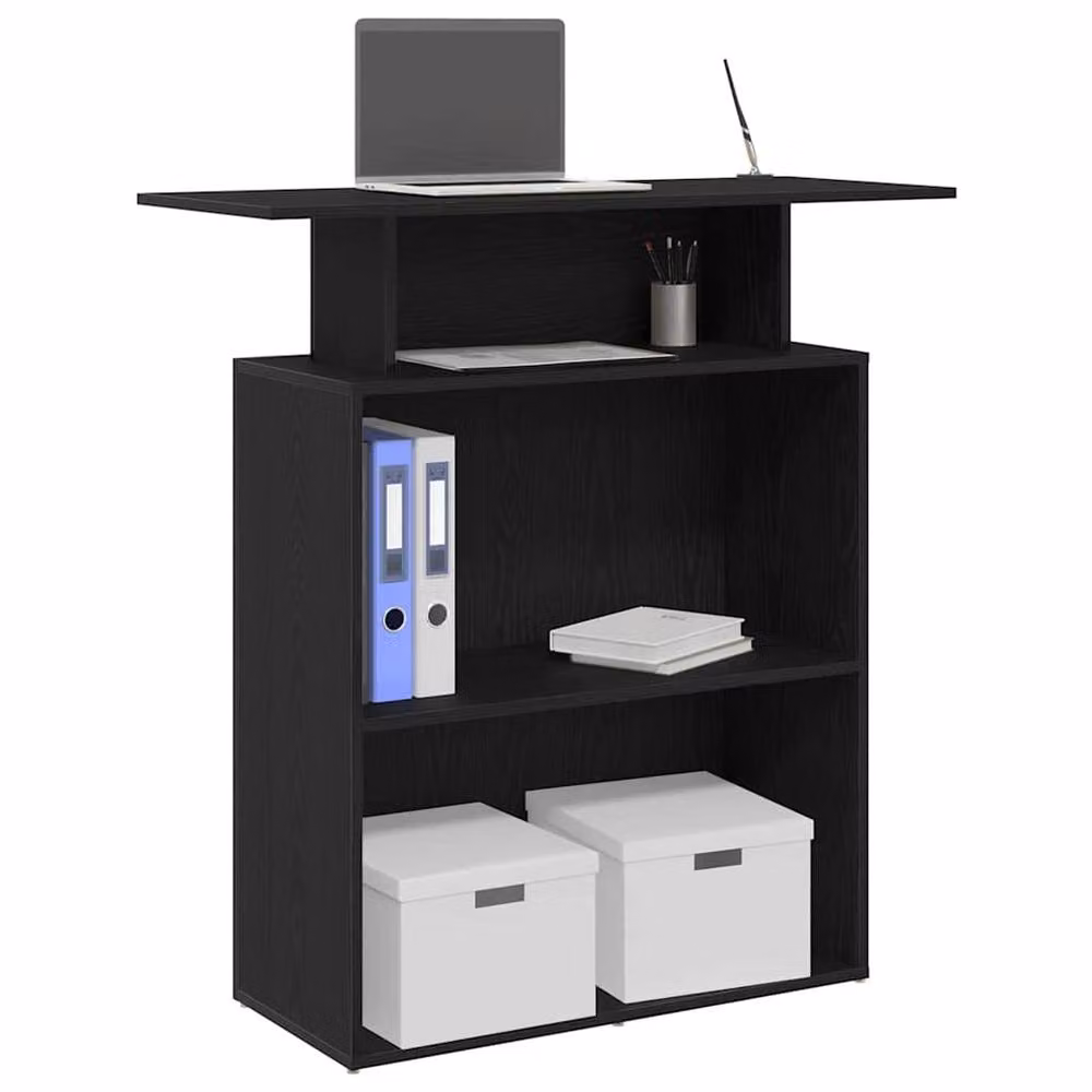 Berkfield Home Black Modern Reception Desk in Engineered Wood, W: 100 cm, D: 40 cm, H: 104 cm – 2