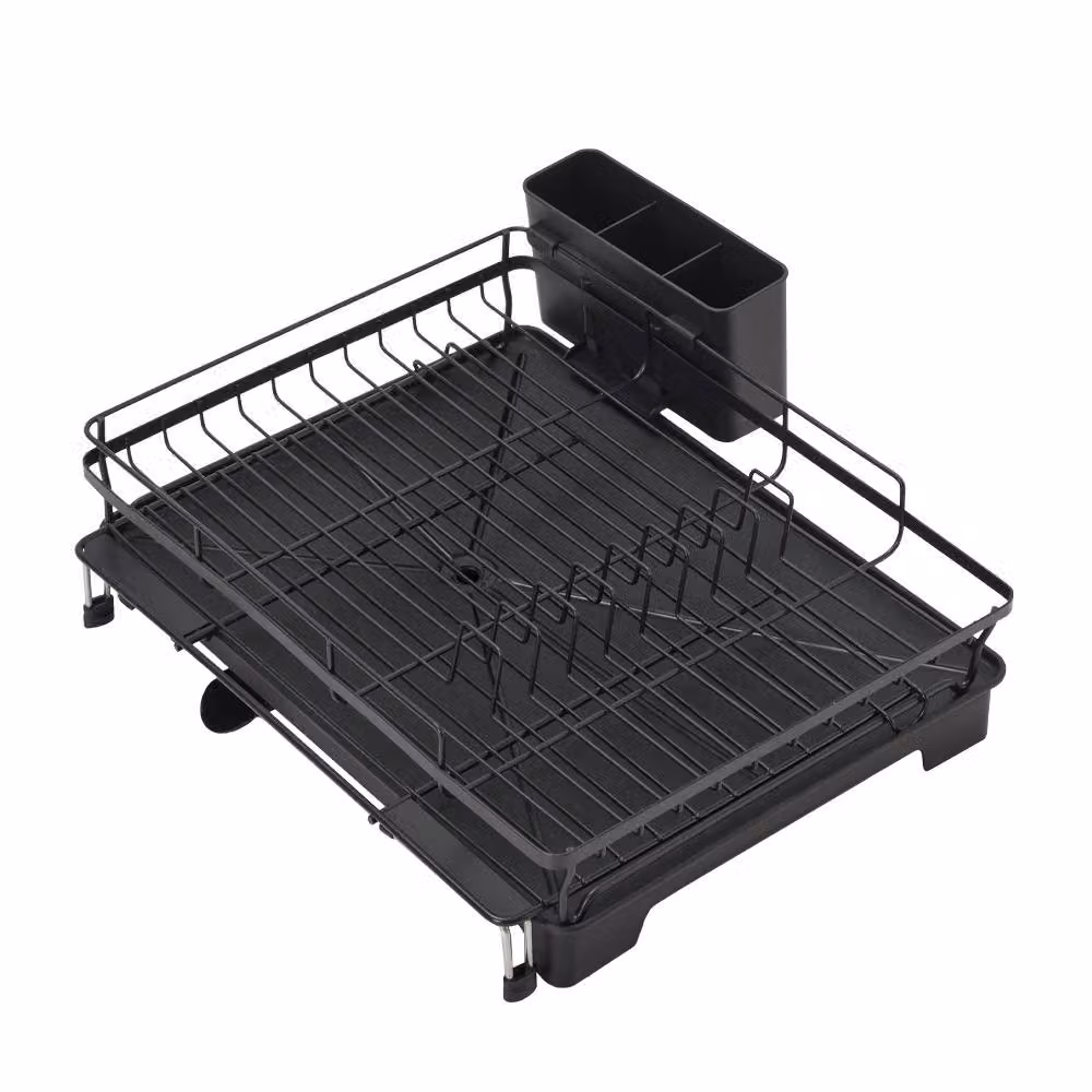ExtraStar 1-Tier Expandable Countertop Dish Rack in Black – 3