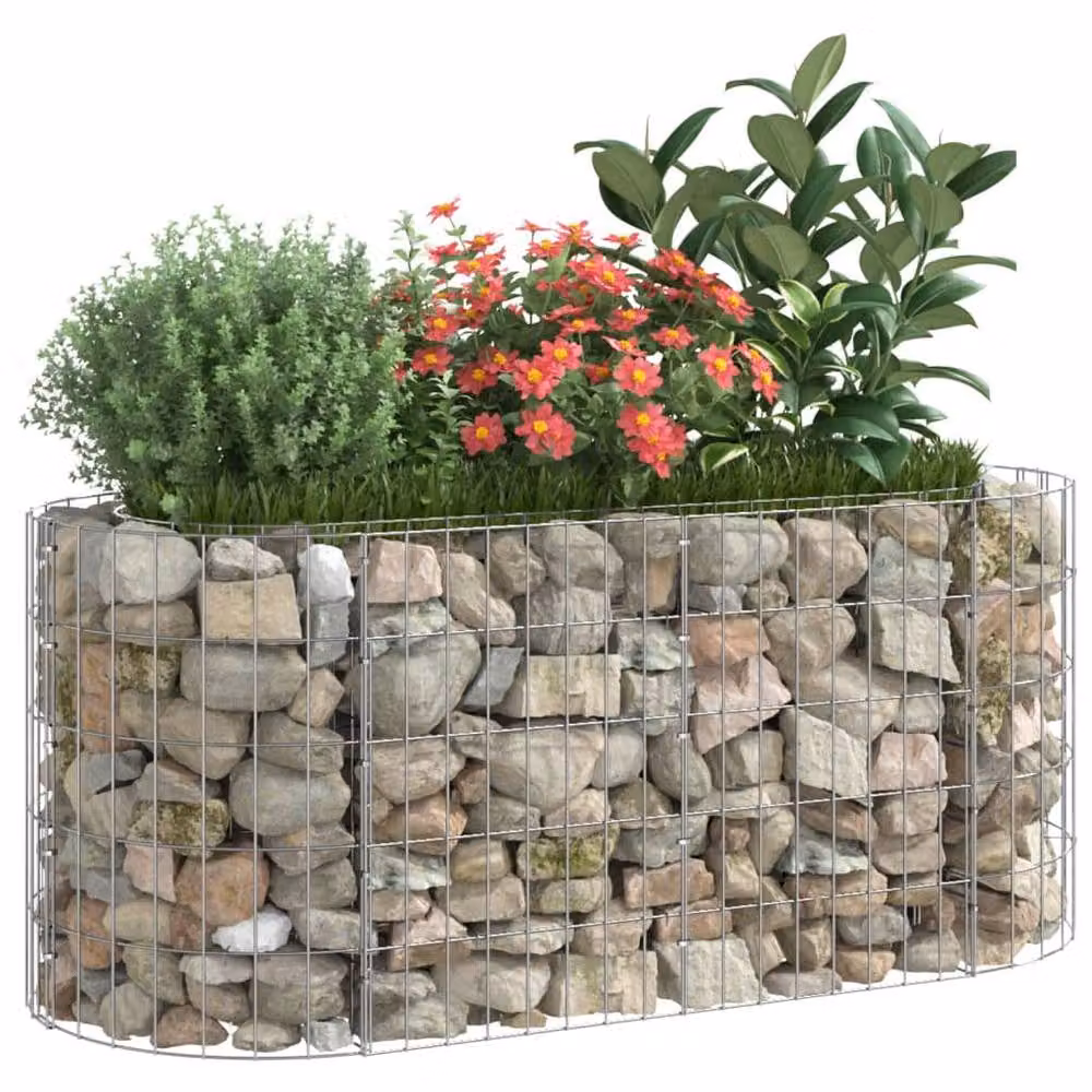 Berkfield Home Silver Galvanised Steel Stone Gabion Raised Bed, W/D/H: 120 x 50 x 50 cm – 3