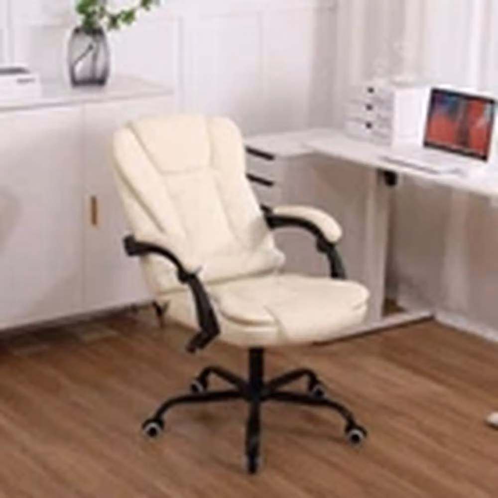 EONLION Beige Faux Leather Executive Reclining Office Chair with Headrest and 360 Degree Swivel – 2