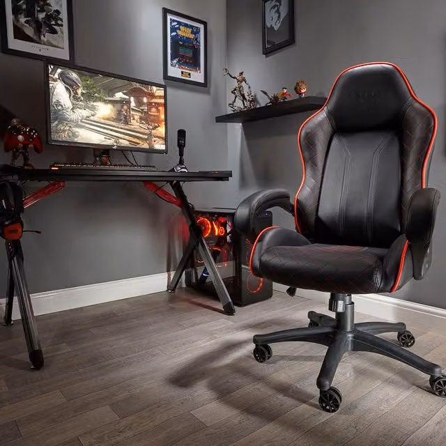 X Rocker Maelstrom Office Gaming Chair in Black and Red with Synthetic Leather and Armrests