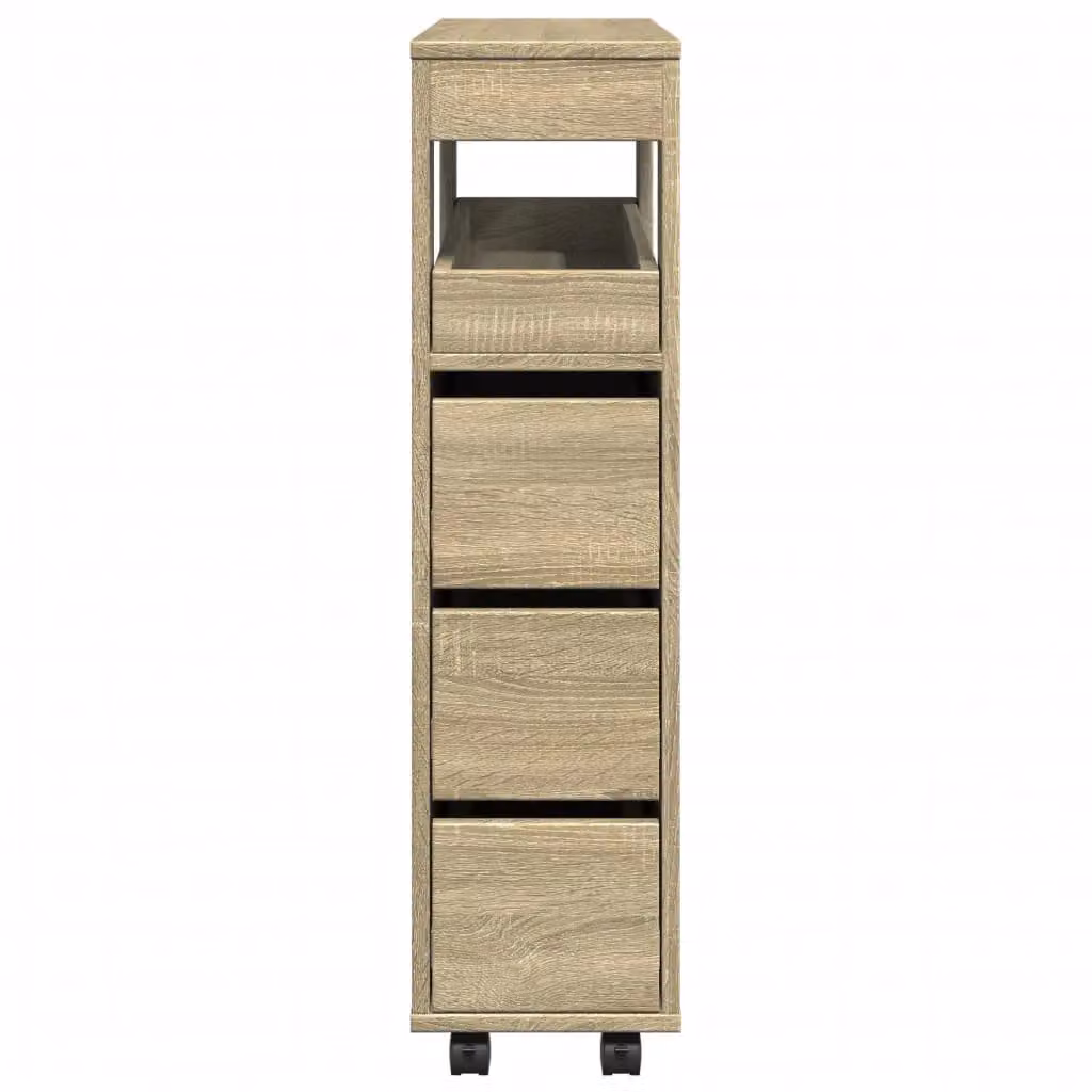 Berkfield Home Narrow Freestanding Bathroom Cabinet with Wheels in Sonoma Oak Brown – 2