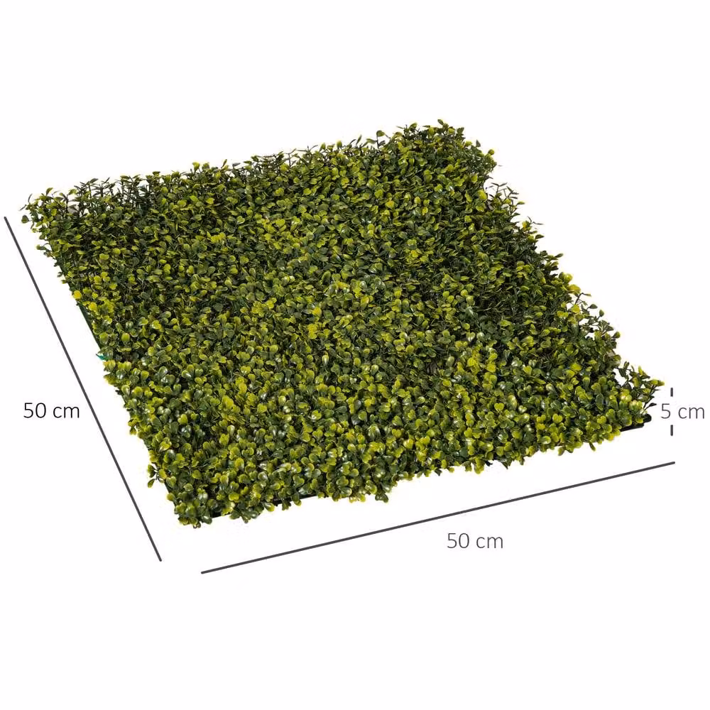 OUTSUNNY Milan 12-Piece Green Artificial Grass Boxwood Wall Panel Privacy Fence Screen, W/H: 50 x 50 cm – 2