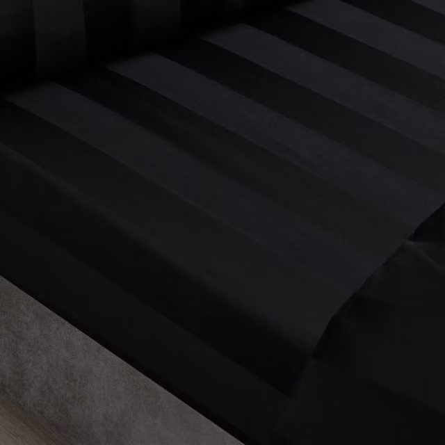 Catherine Lansfield So Soft Satin Stripe Fitted Sheet Black W/D/H: 180 x 200 cm
