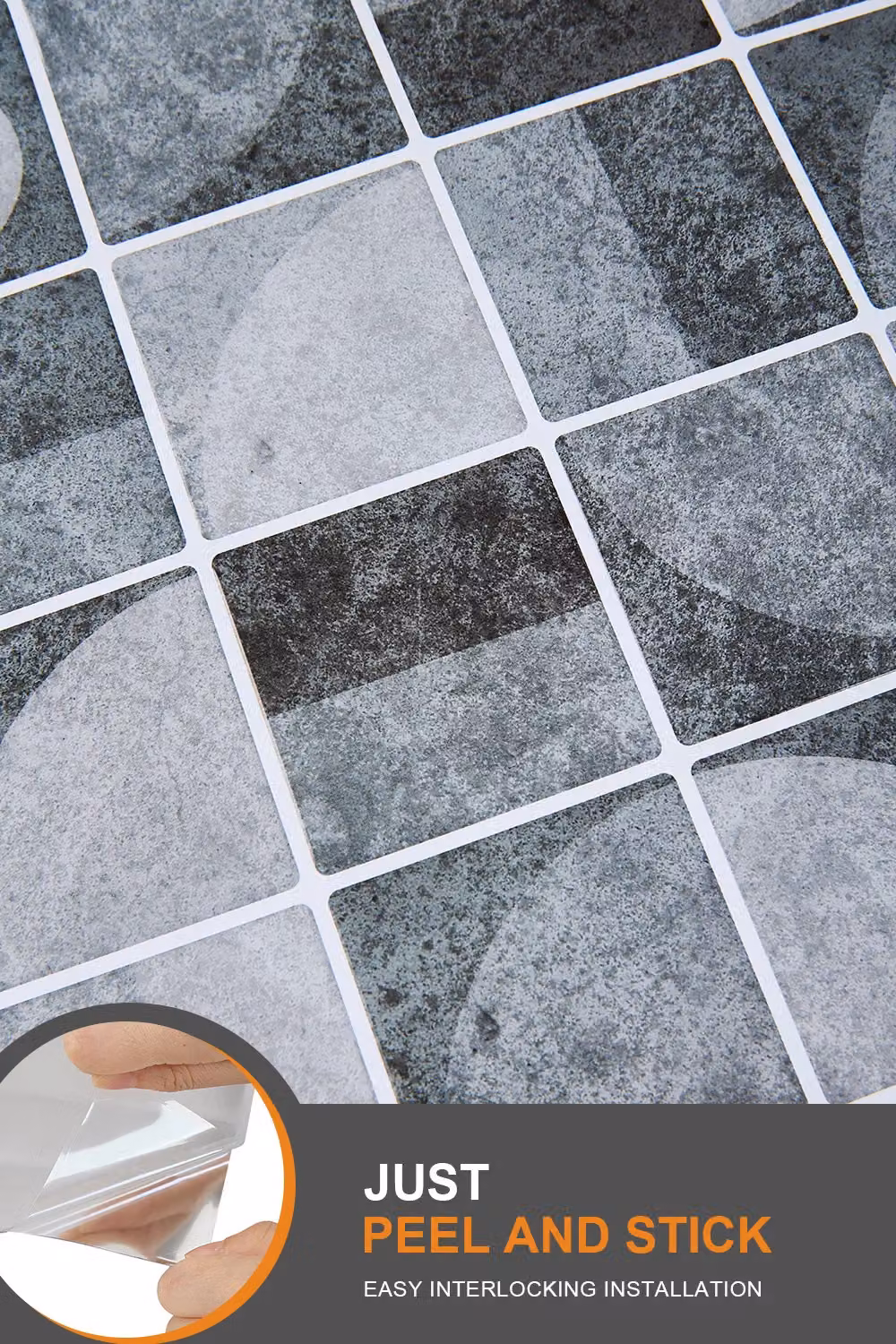 Living and Home 10 Pcs Self-adhesive 3D Geometric Pattern Square Wall Tile Stickers in Grey – 4