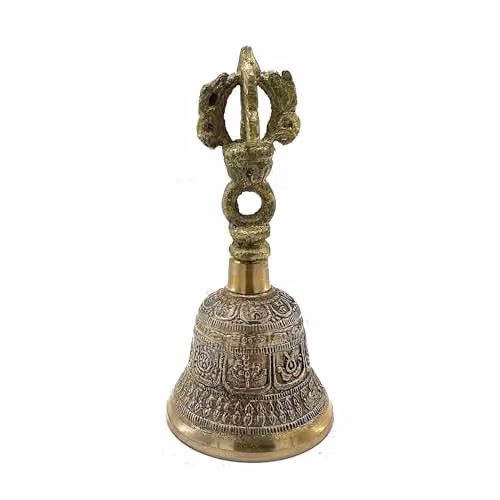 KDMD Medium Tibetan Tingsha Bell in Gold, W/D/H: 6 x 6 x 11.5 cm