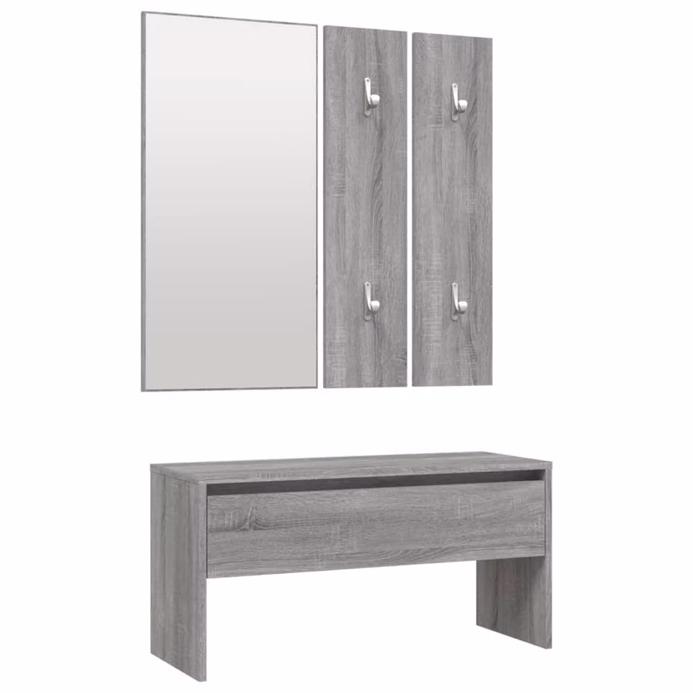 Berkfield Home Modern Grey Hallway Furniture Set with Bench, Mirror and Panel – 2