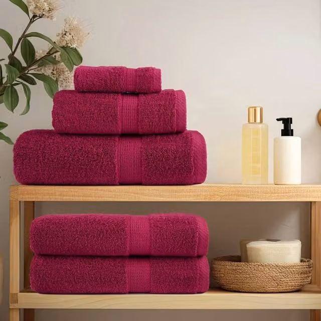 Berkfield Home SOLUND Premium Cotton Soap Towels, 4 Pack, Bordeaux Red, W/D/H: 30 x 30 x 30 cm – 1