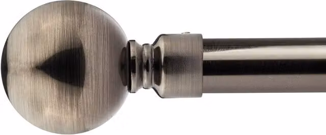 NewEdgeBlinds Black Silk 16-19mm Sphere Extendable Eyelet Metal Curtain Pole Set, Width: 120 cm