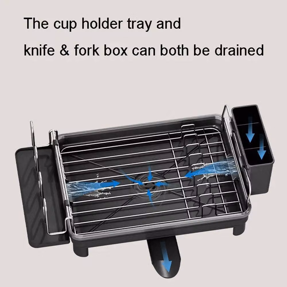 NESTLUNE Black Metal Rectangular Dish Drainer Rack for Kitchen Sinks, W: 100 cm, D: 15 cm, H: 15 cm – 5