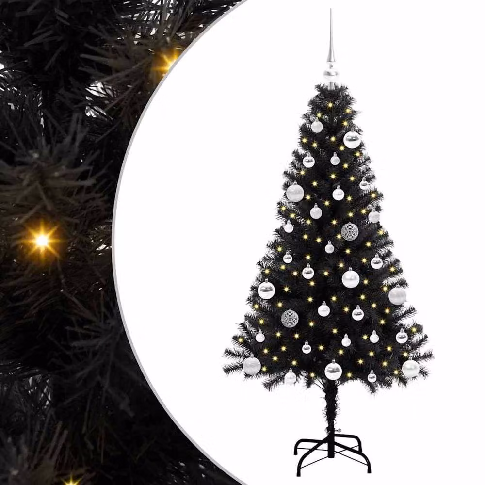 Berkfield Home Lush Christmas Tree with 150 LEDs and Stand, Black, Height: 150 cm – 3