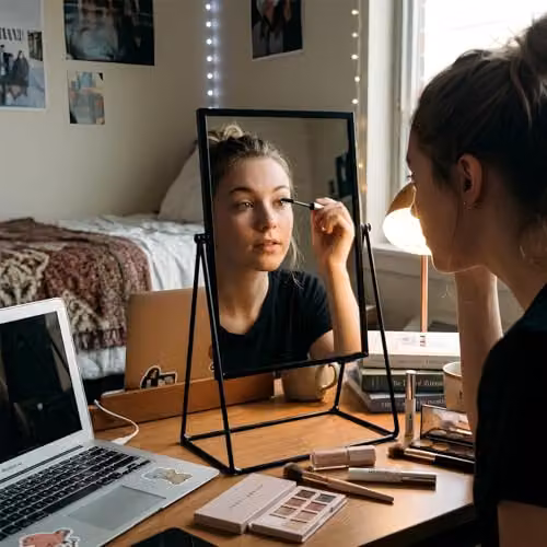 Harbour Housewares Rectangular Tabletop Makeup Mirror in Black, W: 50.0 cm, H: 32.0 cm – 4