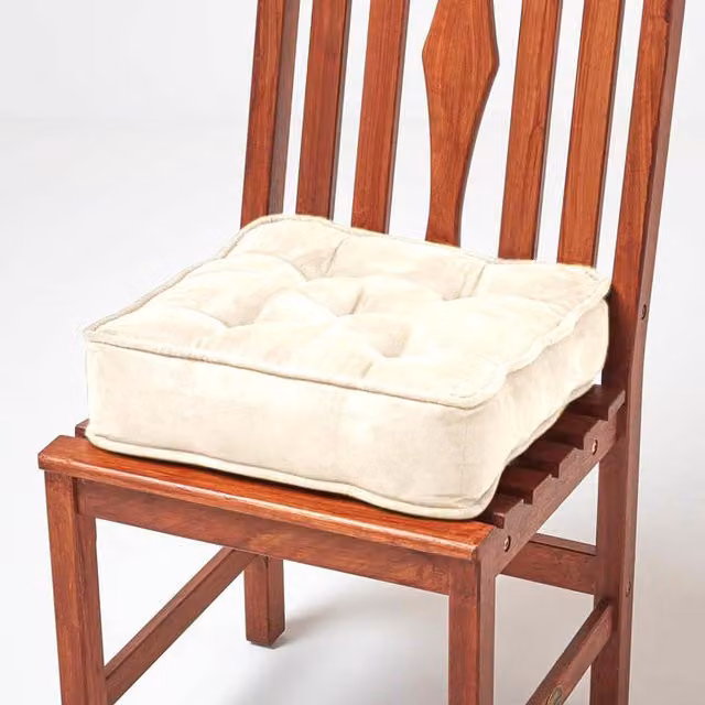 Homescapes Faux Suede Dining Chair Booster Cushion in Black