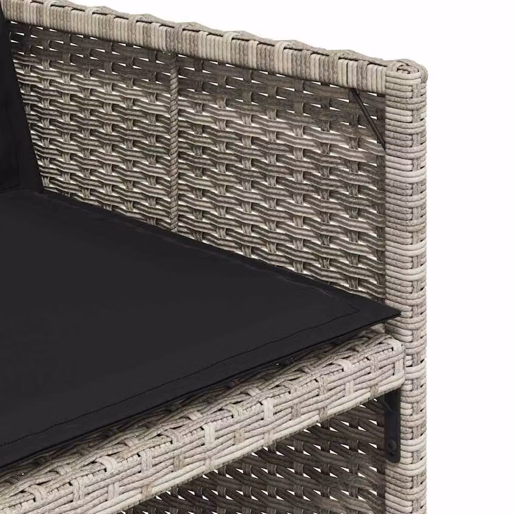 Berkfield Home 5 Piece Light Grey Poly Rattan Garden Dining Set with Cushions – 3