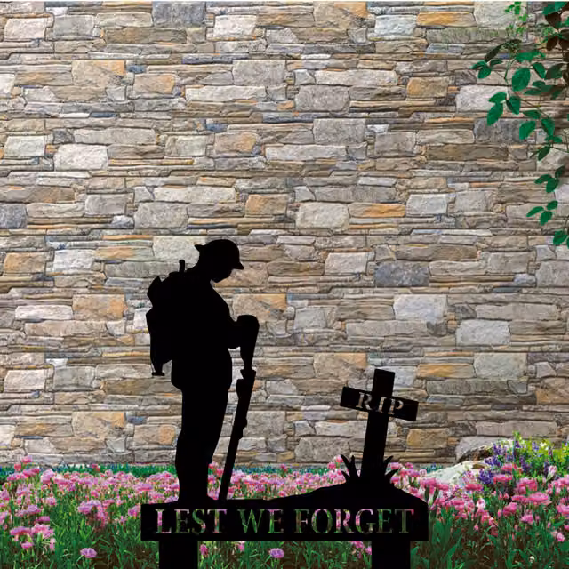 Laser Hut Soldier Cross Ground Spike in Black Metal for Condolence Tributes