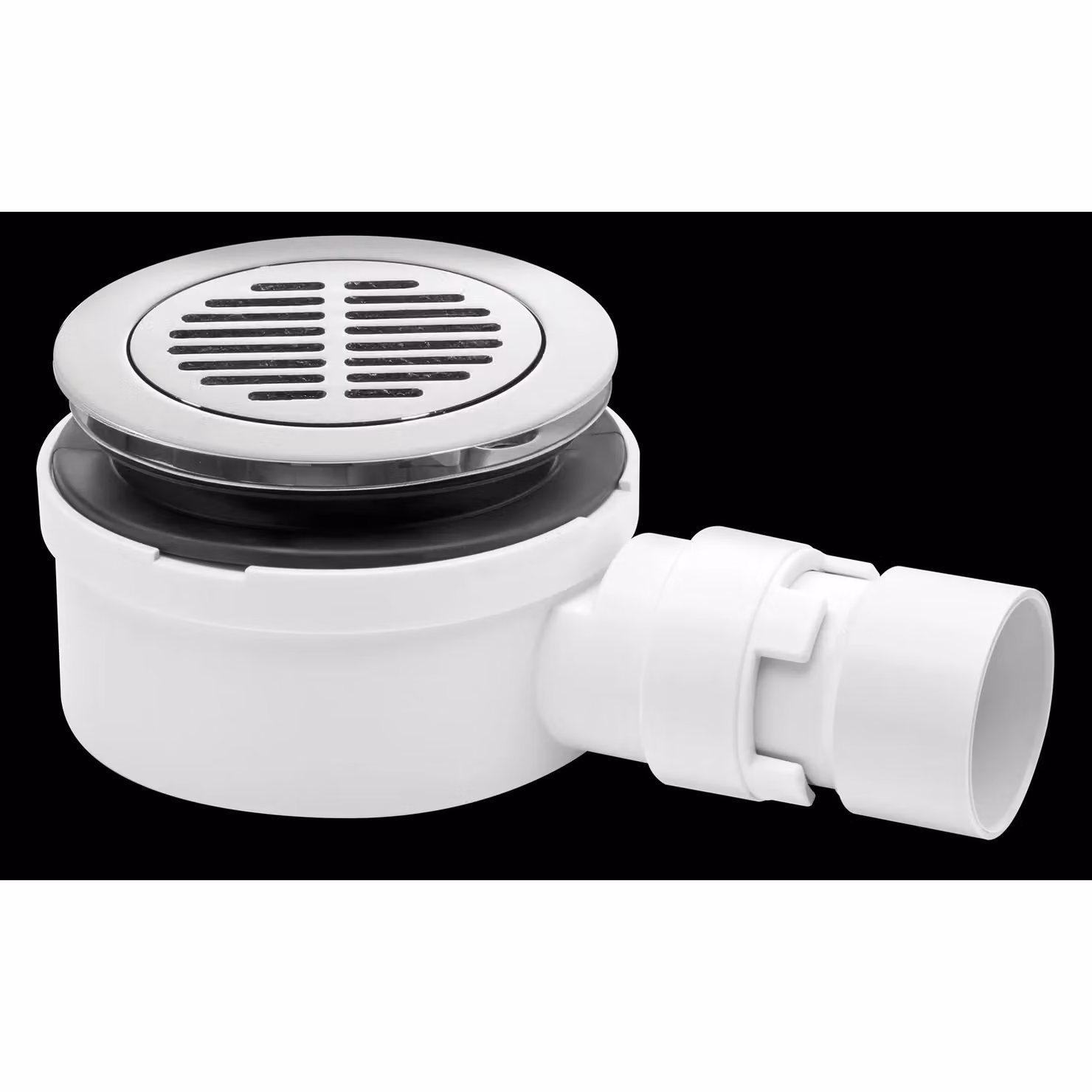 McAlpine Round Stainless Steel Shower Trap in White and Silver, H: 5.3 cm, W: 11.0 cm, D: 5.3 cm – 2