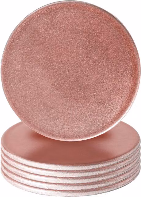 Argon Tableware Pack of 6 Round Melamine Coasters in Gold and Pink, Diameter: 10 cm