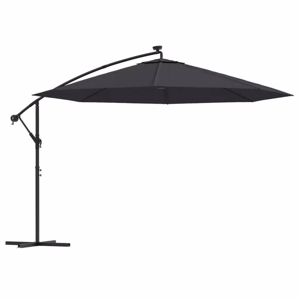Berkfield Home Black Cantilever Garden Umbrella with LED Lights, 350 cm – 2