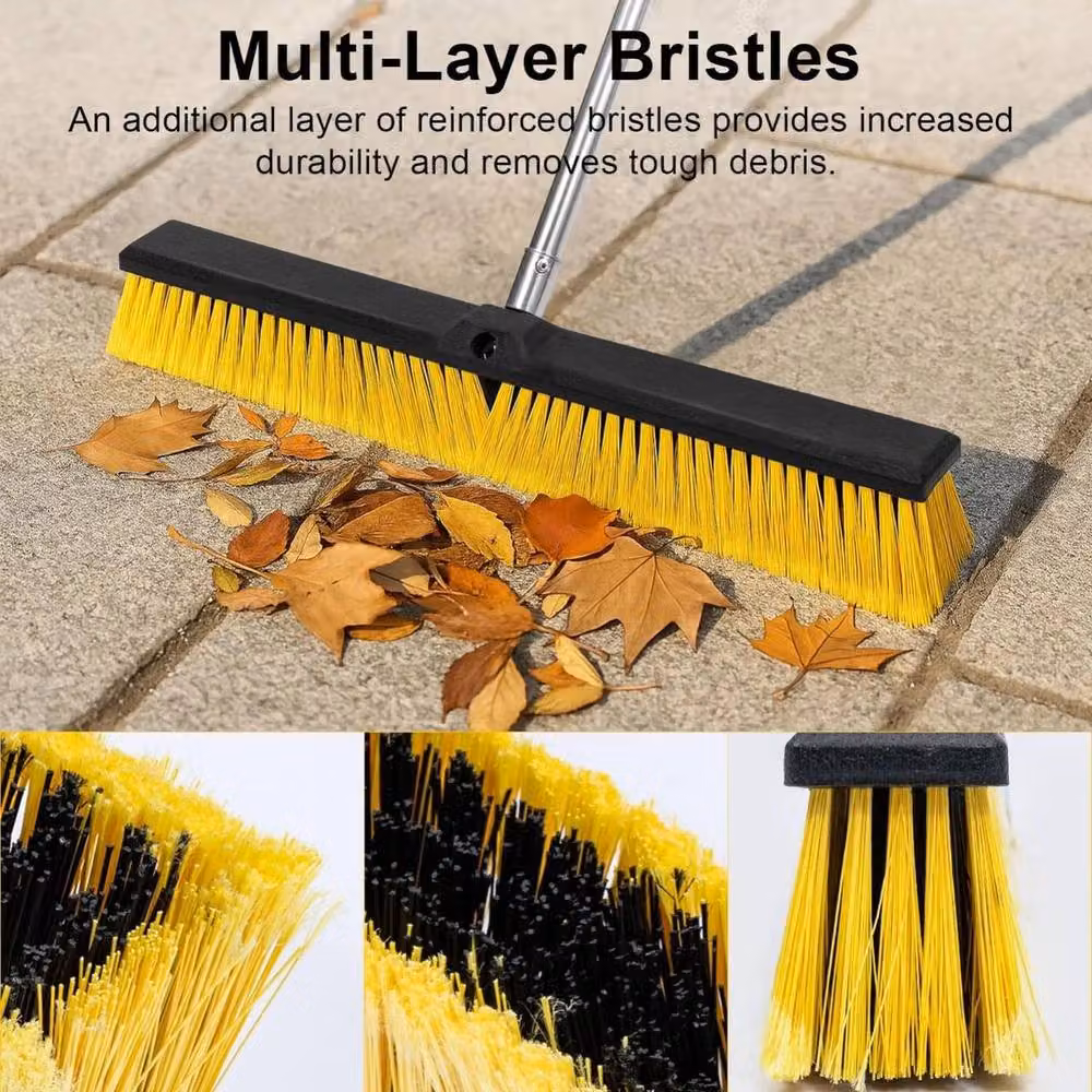 NESTLUNE Heavy Duty Garden Broom in Yellow, H 100 cm x W 15 cm – 2