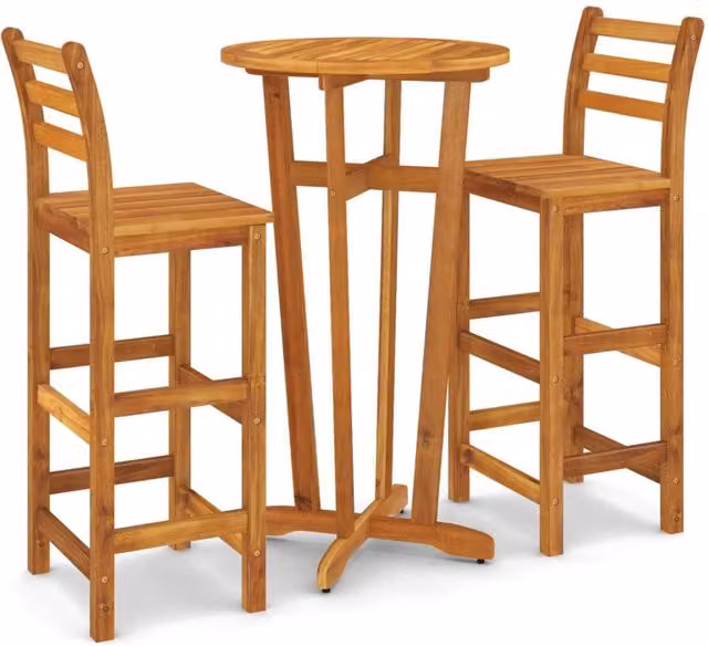 Berkfield Home 3 Piece Garden Bar Set in Brown Solid Acacia Wood