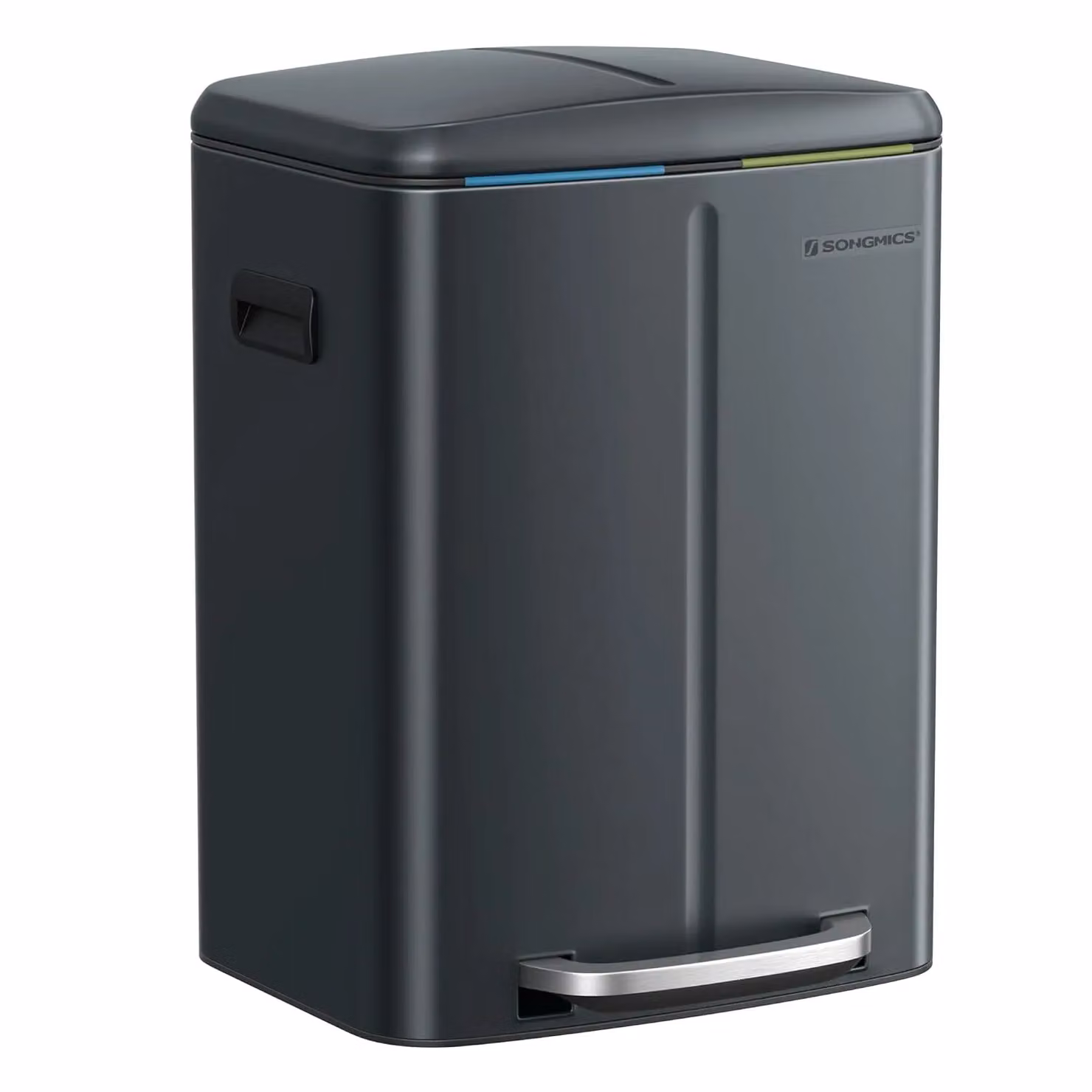 SONGMICS Dual Compartment Metal Pedal Kitchen Bin with Soft Close and Removable Inner Buckets in Anthracite Grey – 4