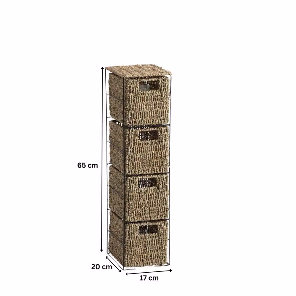 EONLION Black Metal and Brown Rattan Freestanding Storage Drawers – 2