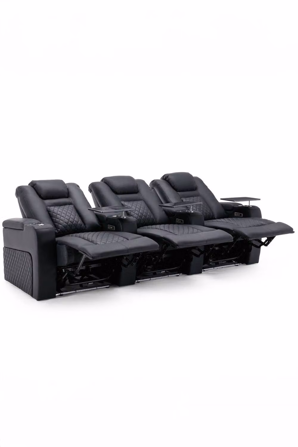 More4Homes Broadway 3 Seater Cinema Electric Recliner Chair with USB Charging, LED Lighting and Tray in Black – 2