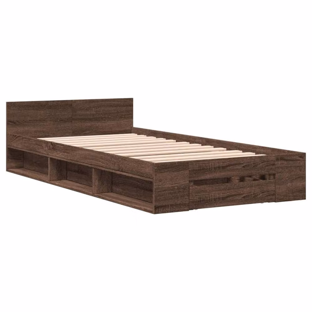 Berkfield Home Small Single Bed Frame with Drawers in Brown Oak – 3