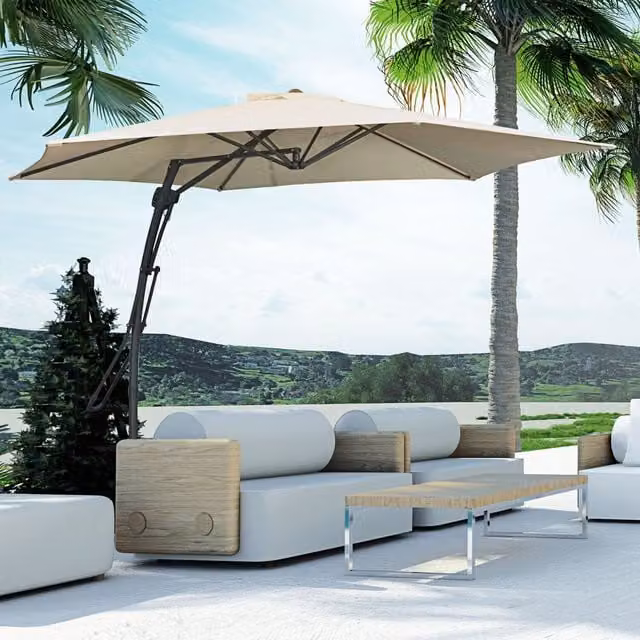 Outsunny 3m Cantilever Patio Umbrella in White