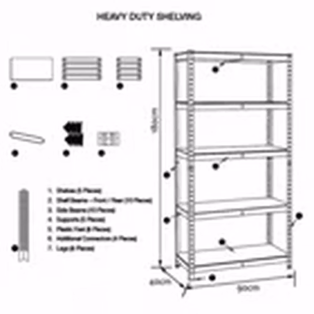 EONLION Heavy Duty 5 Tier Garage Storage Shelving, Silver, W/D/H: 40 x 40 x 180 cm – 2