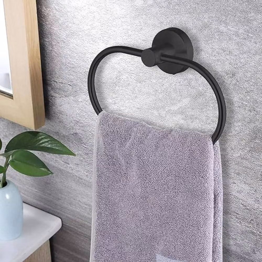 NESTLUNE 7-Piece Matt Black Stainless Steel Wall-Mounted Bathroom Set – 2