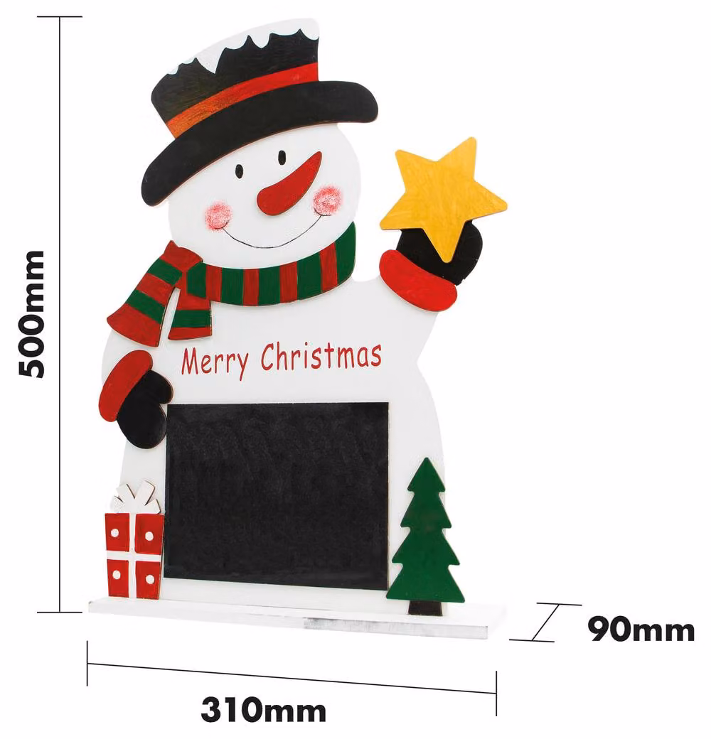 mysmartbuy Wooden Snowman Chalkboard Tabletop Christmas Blackboard in White, Red and Green – 2