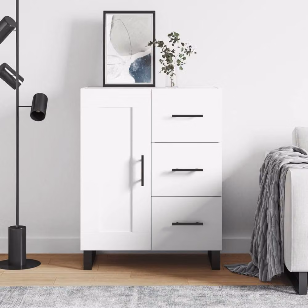 Berkfield Home Modern White Sideboard in Matt MDF and Metal, W/D/H: 69.5 x 34 x 90 cm – 2
