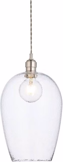 Netlighting Livorno Dome Pendant Light with Hammered Grey Transparent Glass and Chrome Metal Finish