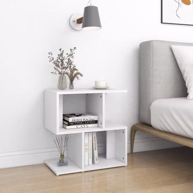 Berkfield Home Set of 2 White Bedside Cabinets in Engineered Wood W/D/H: 50 x 30 x 51.5 cm
