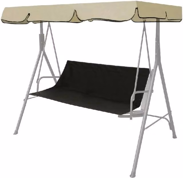 FLAVORA Black Water-Repellent Polyester Garden Swing Bench Replacement Seat Cover W/D/H: 113 x 47 x 47 cm