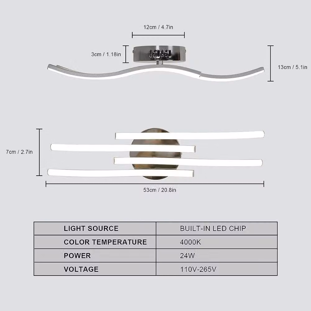 EONLION 24W Modern LED Ceiling Light in Silver and White – 2
