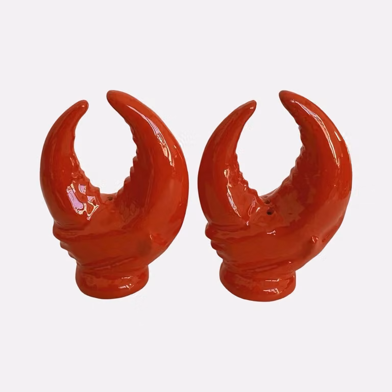 Studio Noticed Lobster Leg Salt and Pepper Shaker Set in Red Ceramic and Aluminium