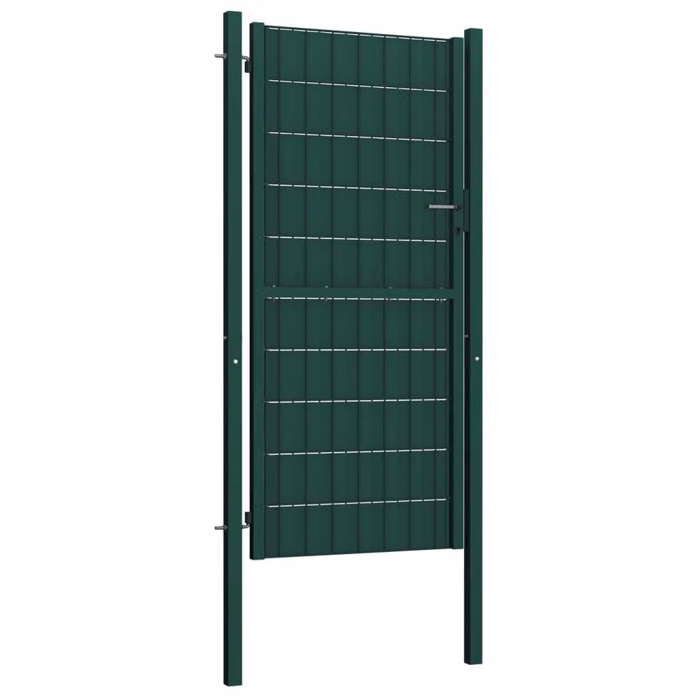 Berkfield Home Green PVC and Steel Single Swing Fence Gate, H 164 cm x W 100 cm – 2