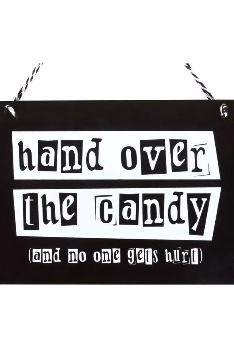 KDMD Hand Over the Candy Halloween Hanging Sign in Black and White – 4