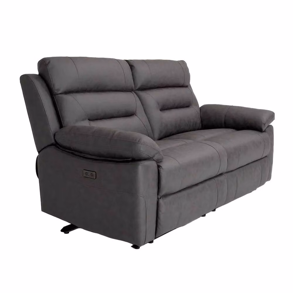 Furnishings For Less UK Lucy Electric Reclining 3 Seater Sofa in Ink Grey with USB Charging – 3