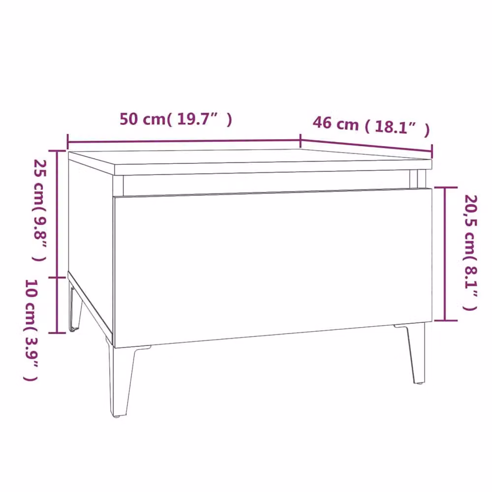 Berkfield Home Black Modern Side Table, W: 50 cm, D: 46 cm, H: 35 cm – 3