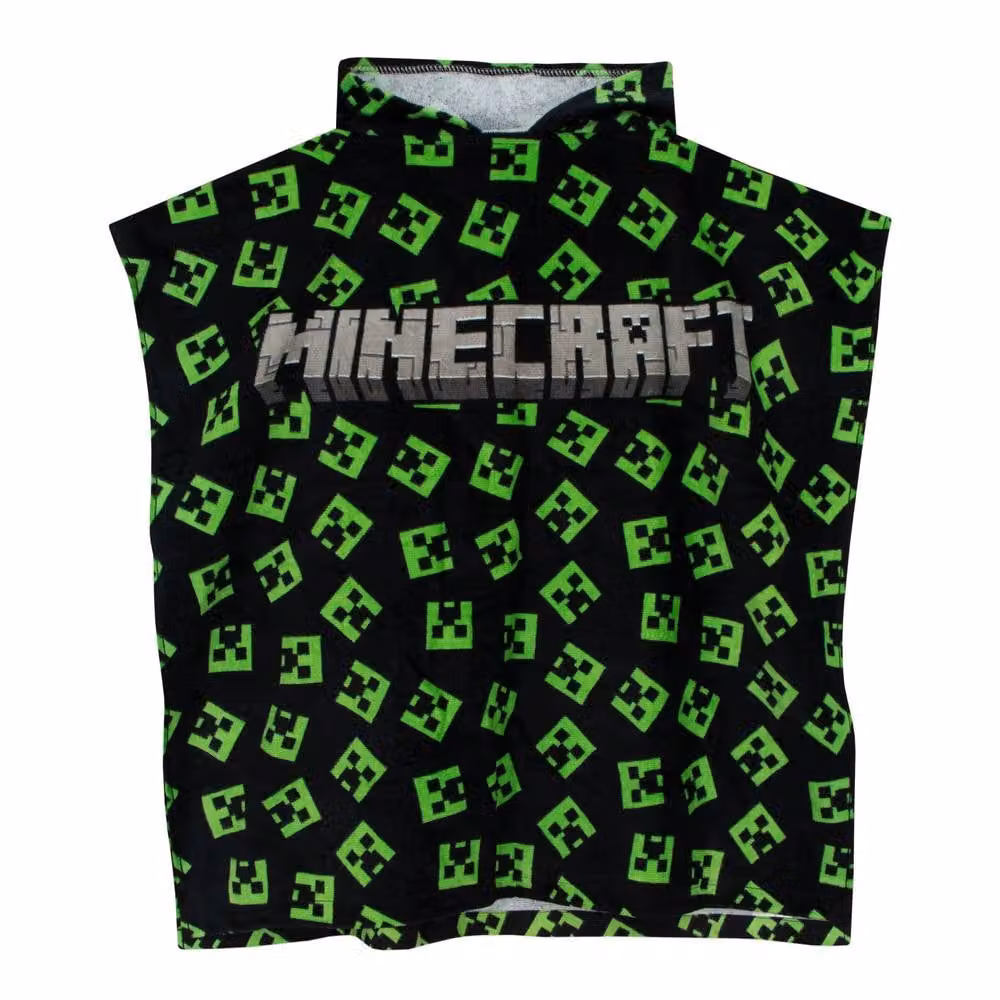 Minecraft Hooded Poncho Towel for Kids in Black and Green – 7