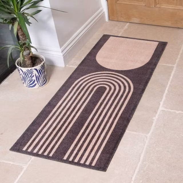 Artsy Mats Brown Abstract Washable Non-Slip Indoor Doormat, W: 50 cm, D: 80 cm