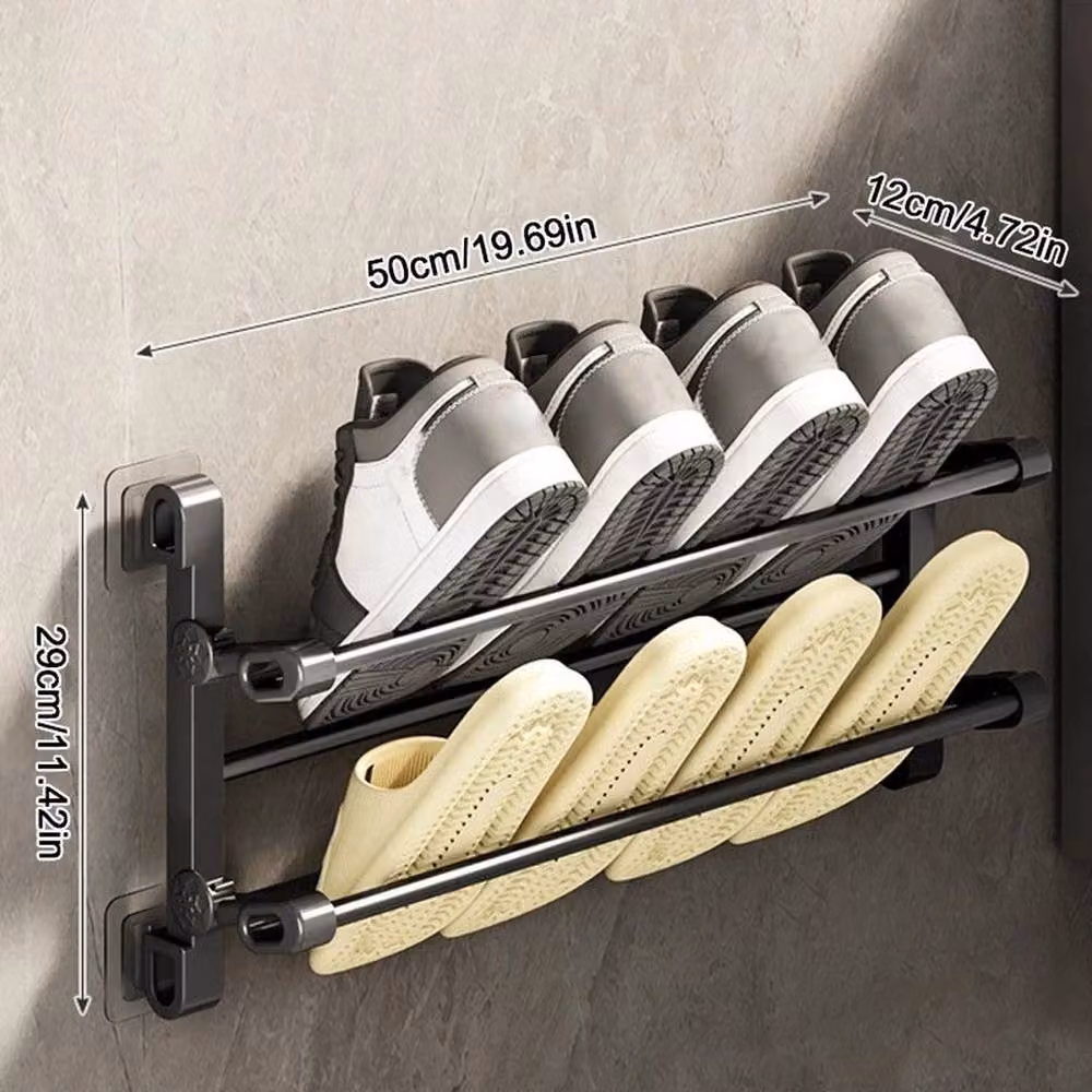 EONLION Black Wall Mounted Space Saving Shoe Rack – 2