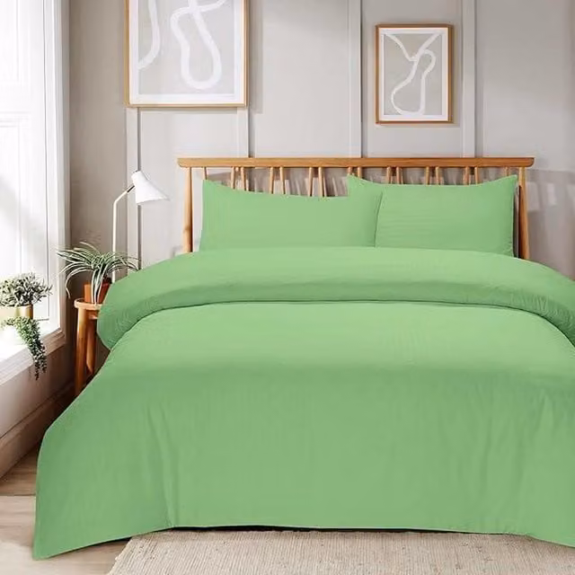 NewEdgeBlinds Modern Striped Green Cotton and Polyester Breathable Duvet Cover, W: 140 cm, H: 200 cm