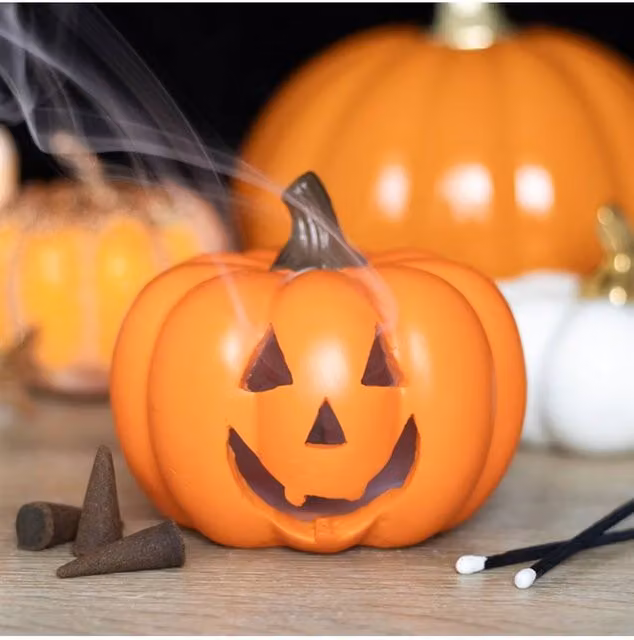 KDMD Orange Pumpkin Incense Cone Holder for Halloween Tabletop Decor