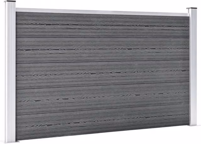 Berkfield Home Garden WPC and Aluminium Fence Board, Grey, W: 699 cm, H: 106 cm